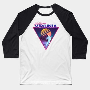 Retro Vaporwave Ski Mountain | Wintergreen Virginia | Shirts, Stickers, and More! Baseball T-Shirt